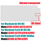 Keyboard Cover for 2022-2024 M4 M3/M2/M1Chip Pro 14"/16" A3401/A2992/A2779/A2991/A3403 MacBook Air 15.3"/13.6" A3113/A3114/A2941