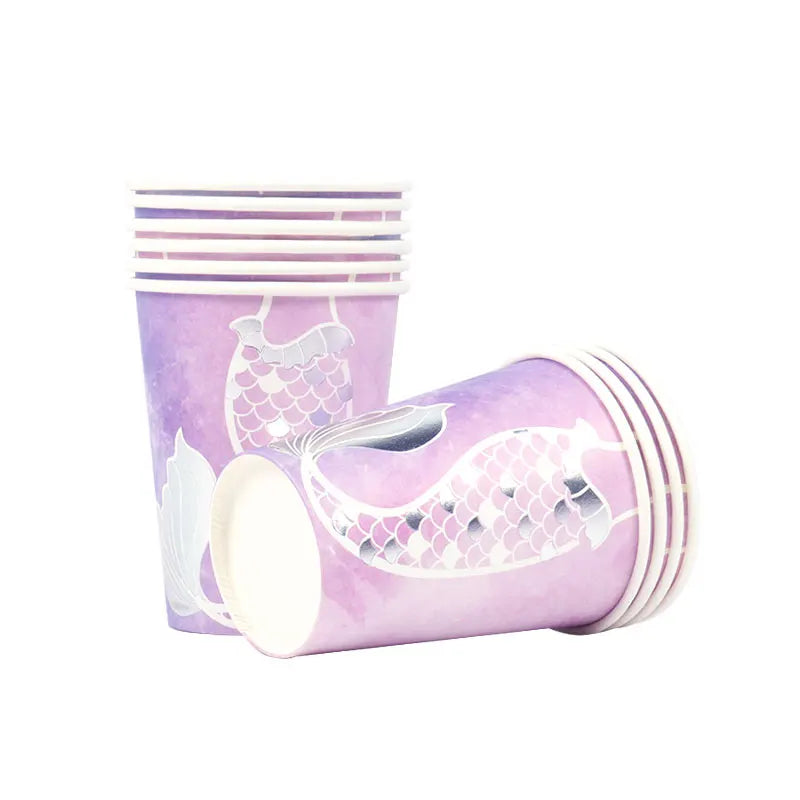 Mermaid Party Decorations Supplies Mermaid Disposable Plates Cup Napkins Set for Girls Baby Shower Mermaids Princess Birthday