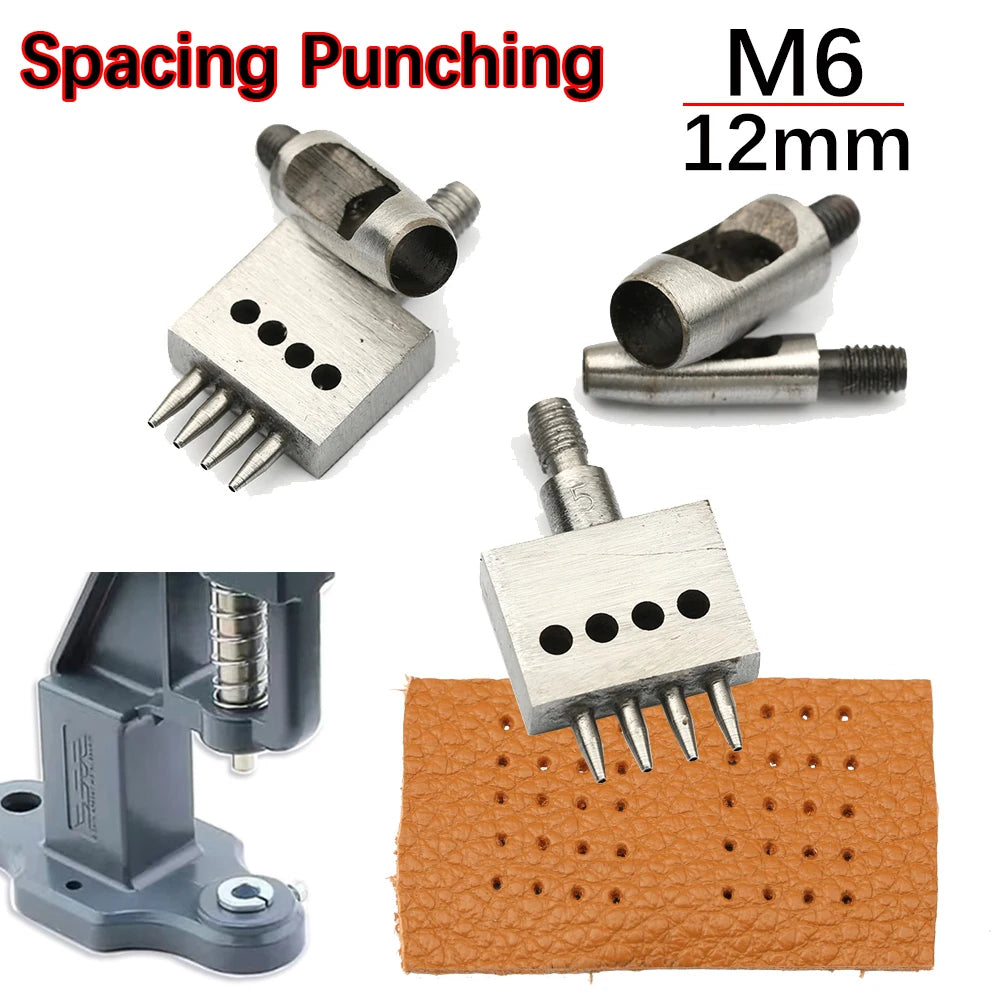 1Pcs M6 Thread Punching Suitable for European Vulcan 3 Round Spacing Cutting Dies LeatherCraft DIY Handmade Stitching Accessory