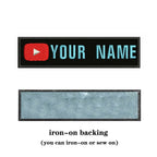 YouTube Logo 10X2.5cm Embroidery Custom Name Text Patch Stripes Badge Iron On Or  Patches