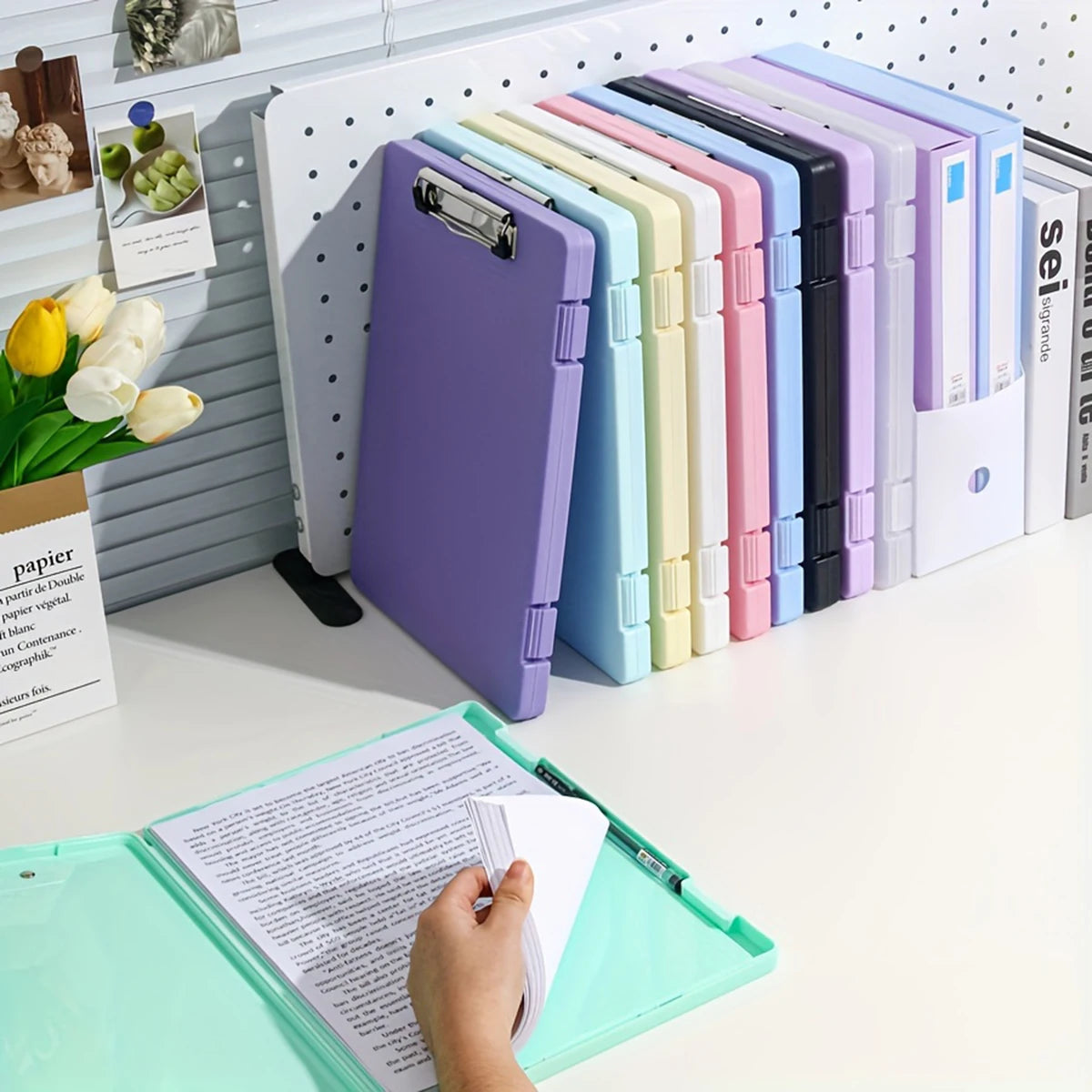 1pc A4 Writing Board File Box, 2-in-1 A4 Document and Photo Multifunctional Storage Box, Portable Organization Tool for Office