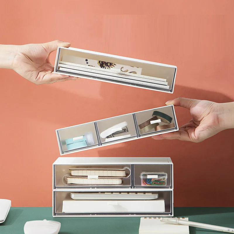 Desk Storage Drawers Desk Document Sundries Holder Cosmetic Desktop Organizer Box Cabinet Home Office Stationery Stackable Box