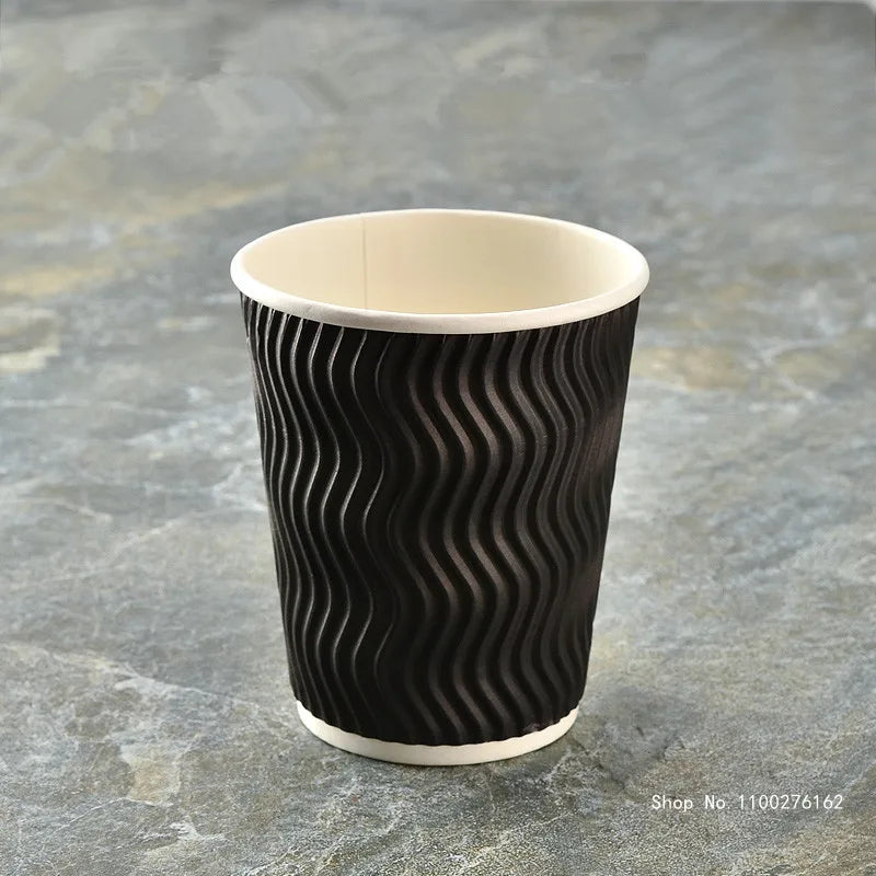 50pcs High Quality Thicken Double Layer Hot Drink Paper Cups 8oz/12oz/16oz Party Birthday Favor Disposable Coffee Cup with Cover
