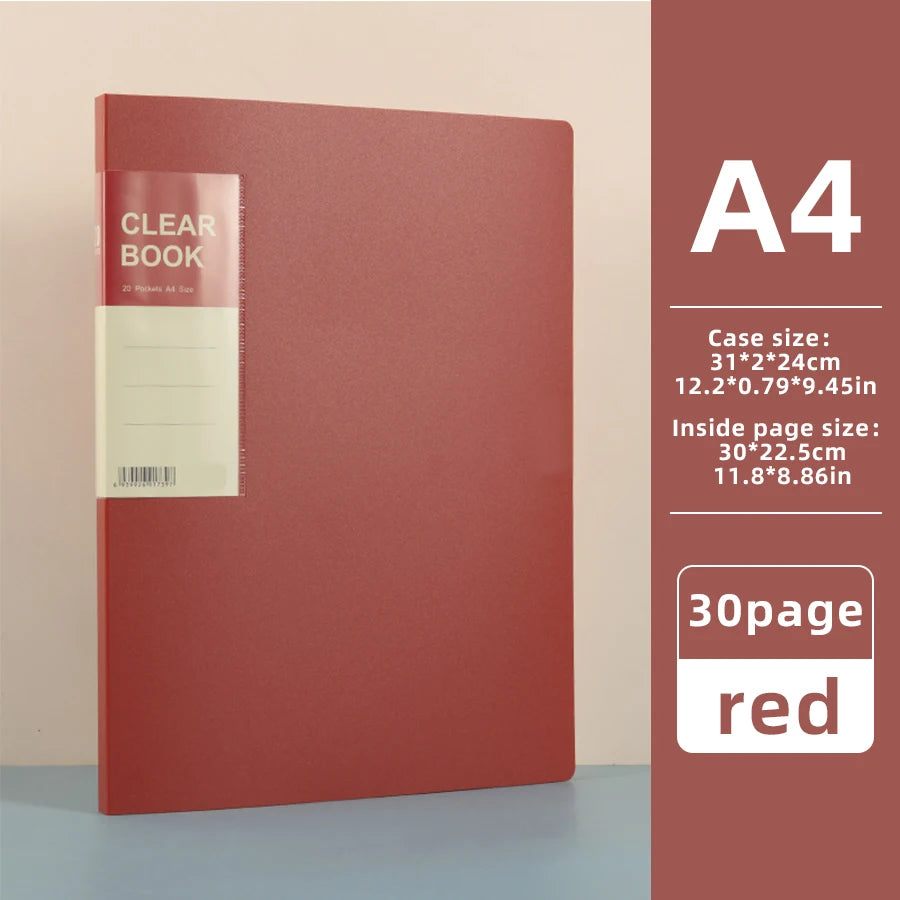 Hot Classic Style 20/30/40/60 Pages Thick Side-in Type Display Book Waterproof Large Specifications Test Paper Storage Folder