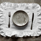 1 Pcs 100% Linen Napkins Wedding Dinner Solid Color Flounce Placemats Ruffle Edge Classical Custom Home Table Napkin