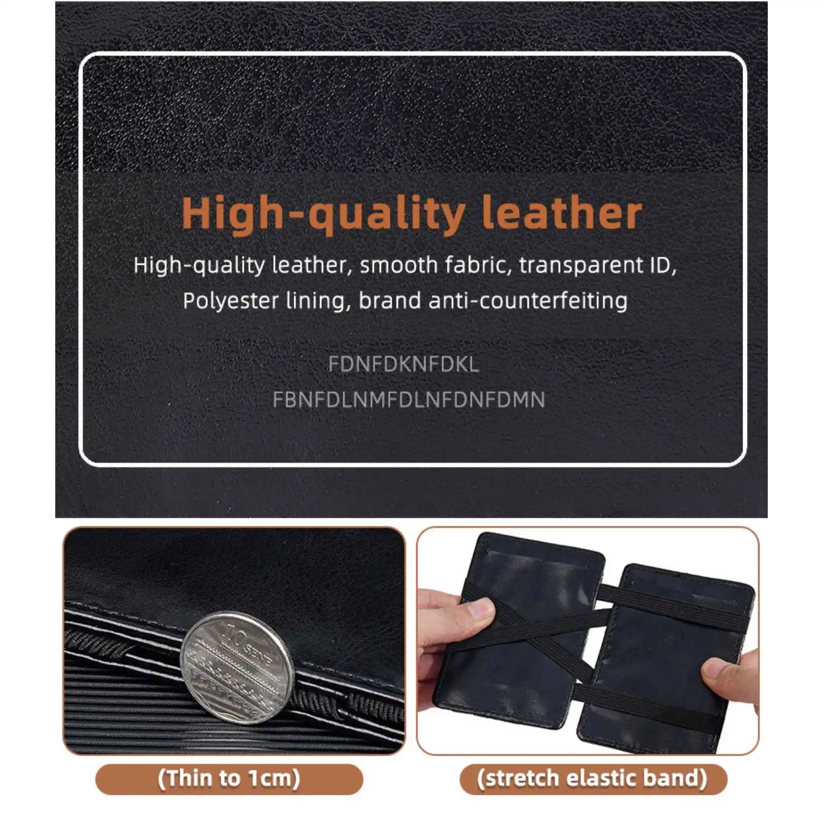 Business Thin Multi-Functional Short Bifold Card Holder Simple Elastic Nylon Belt Multi-Slot Wallet