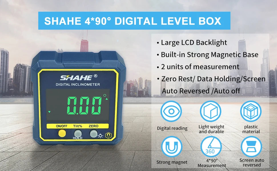 SHAHE Mini Digital Level Angle Gauge Angle Finder Protractor Inclinometer With Backlight And Magnetic Base For Home, Woodworking