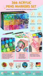 12-366 Colors Acrylic Marker Set Waterproof Acrylic Brush Marker Professional Acrylic Painting Marker DIY Art Supplies
