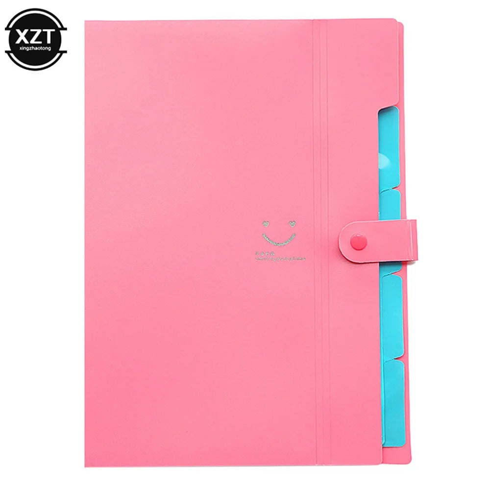 A4 Organ Folder 5 Layers Macaron Colors File Manager Storage Simple Folder for Student School and Office Stationery Supplies