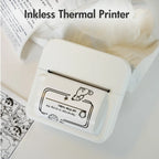 Inkless Thermal Label Printer Portable Bluetooth Pocket Label Maker Home Study with 1roll Stickable Label Paper PC Android IOS