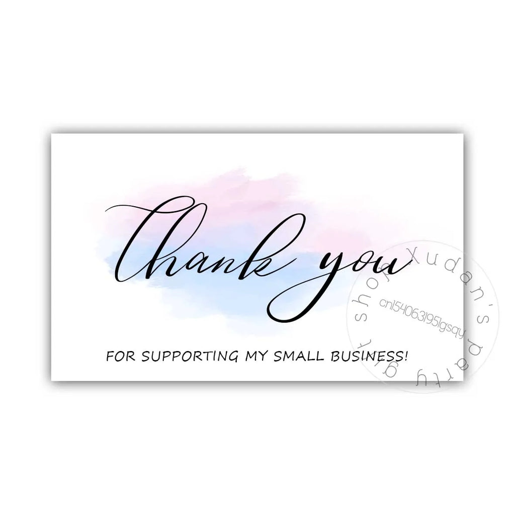 30pcs/pack Pink Thank You Card For Supporting Business Package Decoration "Gorgeous Thanks" Business Card Handmade With Love