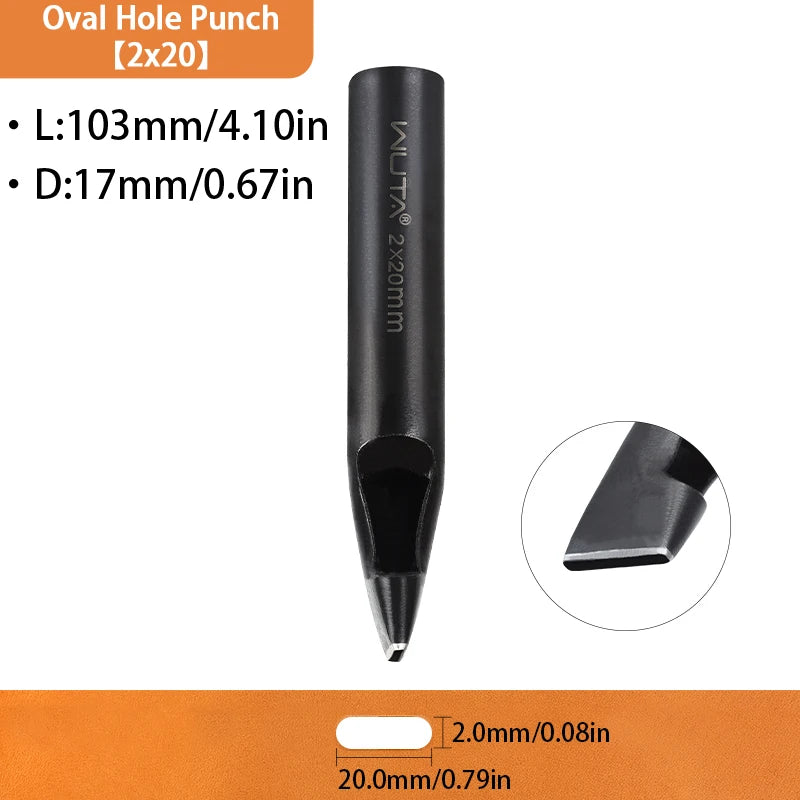 WUTA Basic Series 1pc Leather Belt Hole Puncher Oblong Hollow Punch Oval Flat Punches DIY Craft Tools for Strap Watch Band Bags