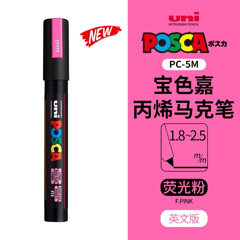 uni POSCA POP Water-Based Marker,Assorted Colors PC-1M/3M/5M 0.7~2.5mm Tips Professional Acrylic Paint Pen for Artists&Designers