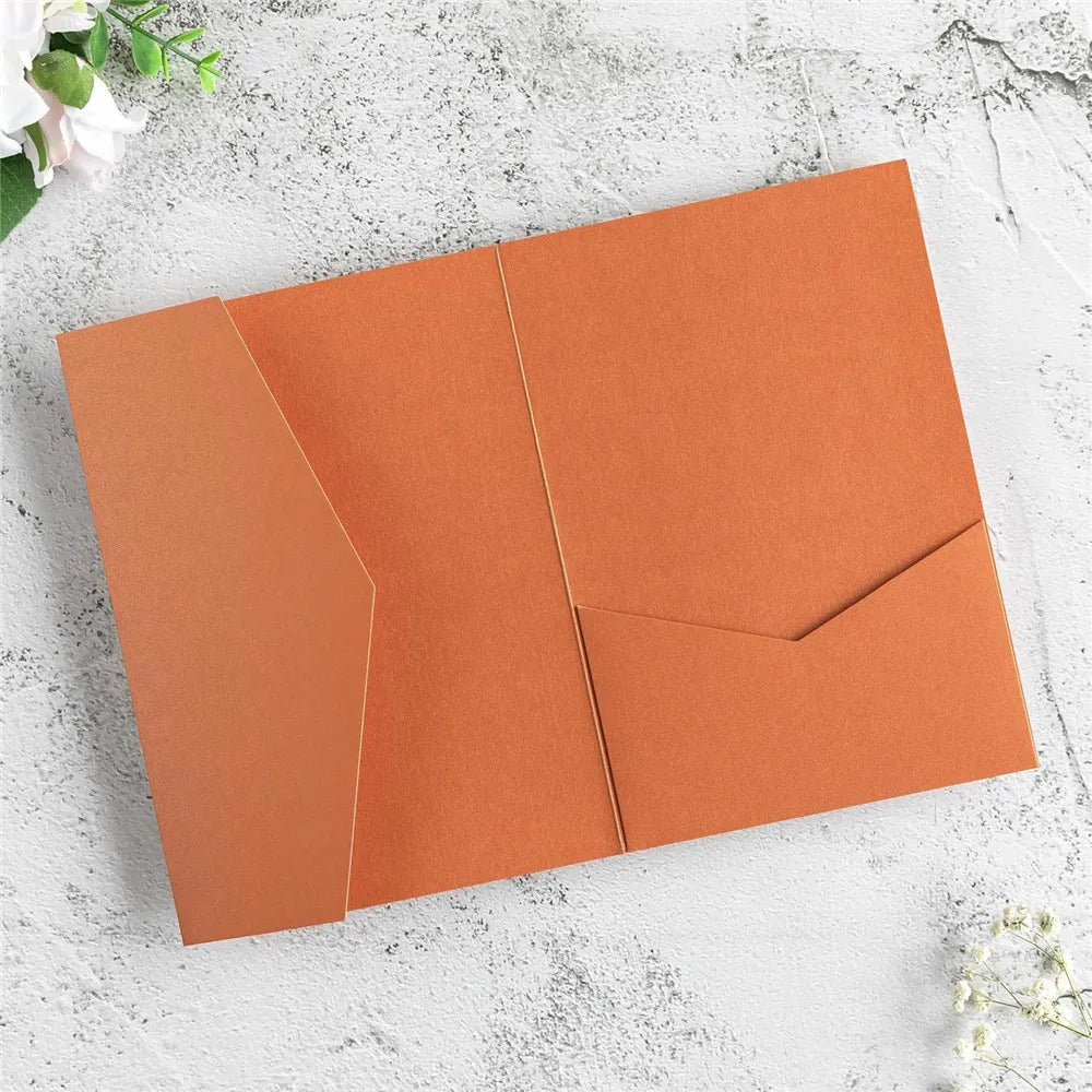5pcs 18x13cm Pink Envelopes for Wedding Invitation Birthday Anniversary Thick Tri-Fold Envelope Greeting Card Pocket Envelope