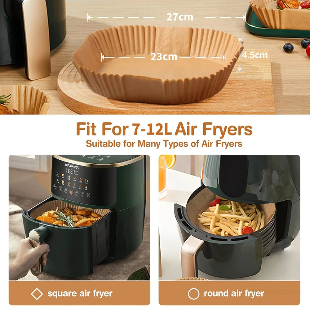 XXL 23CM Air Fryer Paper Square Parchment Paper Disposable Paper Liner Oil-proof Paper for 7-12 L AirFryer Oven Microwave Pan