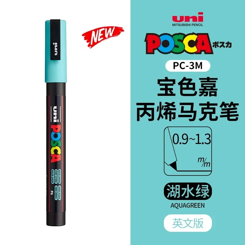 uni POSCA POP Water-Based Marker,Assorted Colors PC-1M/3M/5M 0.7~2.5mm Tips Professional Acrylic Paint Pen for Artists&Designers