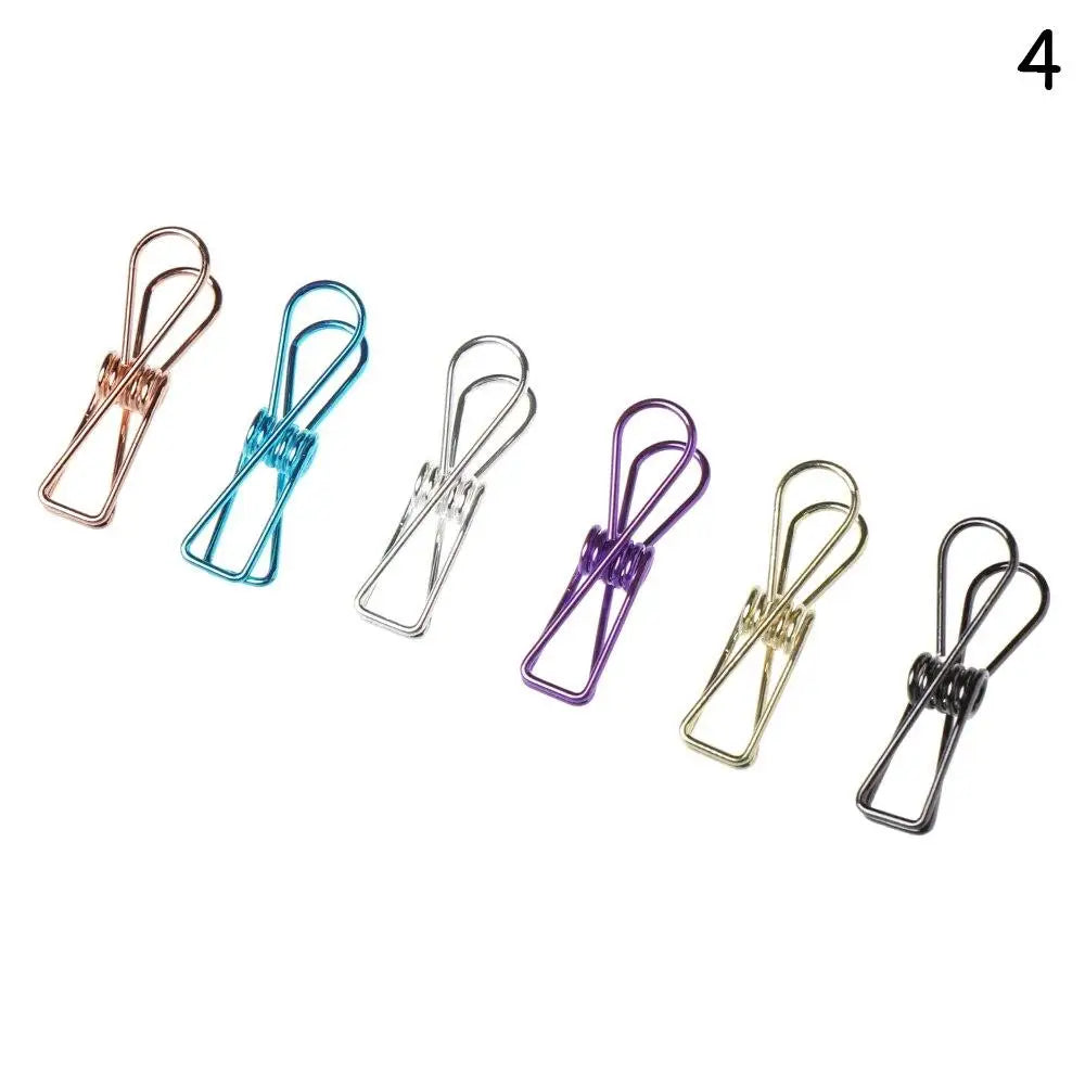 6PCs/Set Hollowed Out Design Metal Binder Clip Long Tail Office Hand Book Folder Paper Organizer Stationery Fish