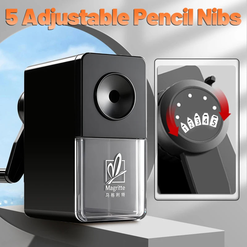 Black Pencil Sharpener Manual for Kids,Professional Adjustable Nibs,for Classroom,Home Use,Sketching Tools as Gift for Artists
