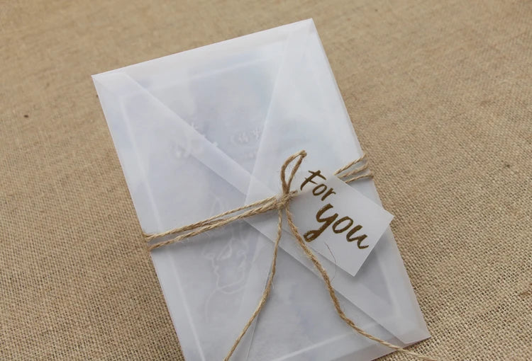 10pcs Custom Translucent Sulfuric Acid Paper Envelopes, Used For DIY Postcard/Card Storage, Wedding Invitations, Gift Packaging