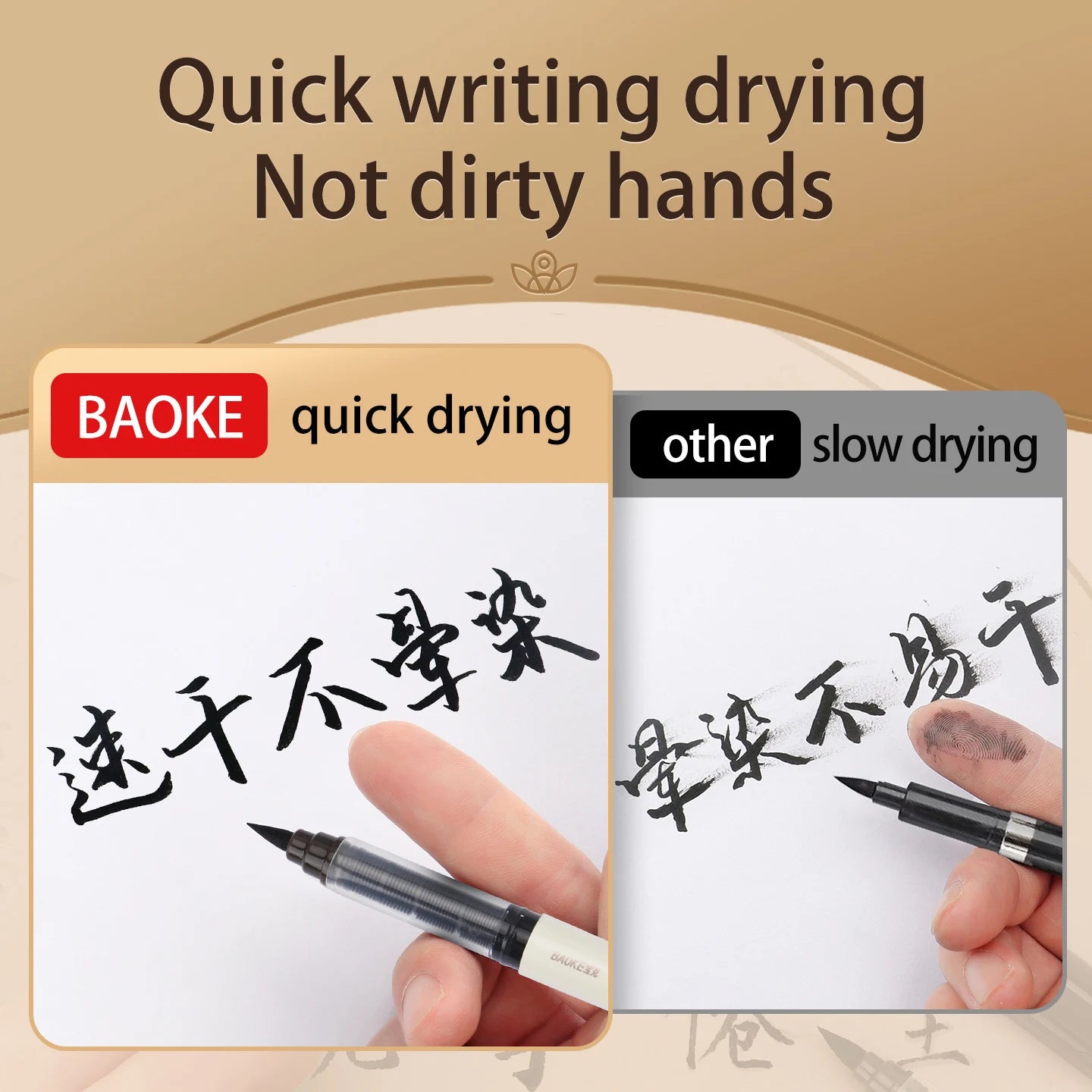 BAOKE S010 Liquid Calligraphy Pen Set 4 Tips Waterproof Pigment Ink Calligraphy Brush Pen