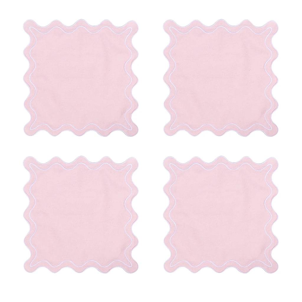 4PCS Cotton Napkins With Wavy Edge Embroidery Suitable for Dinner Wedding Hotel Christmas