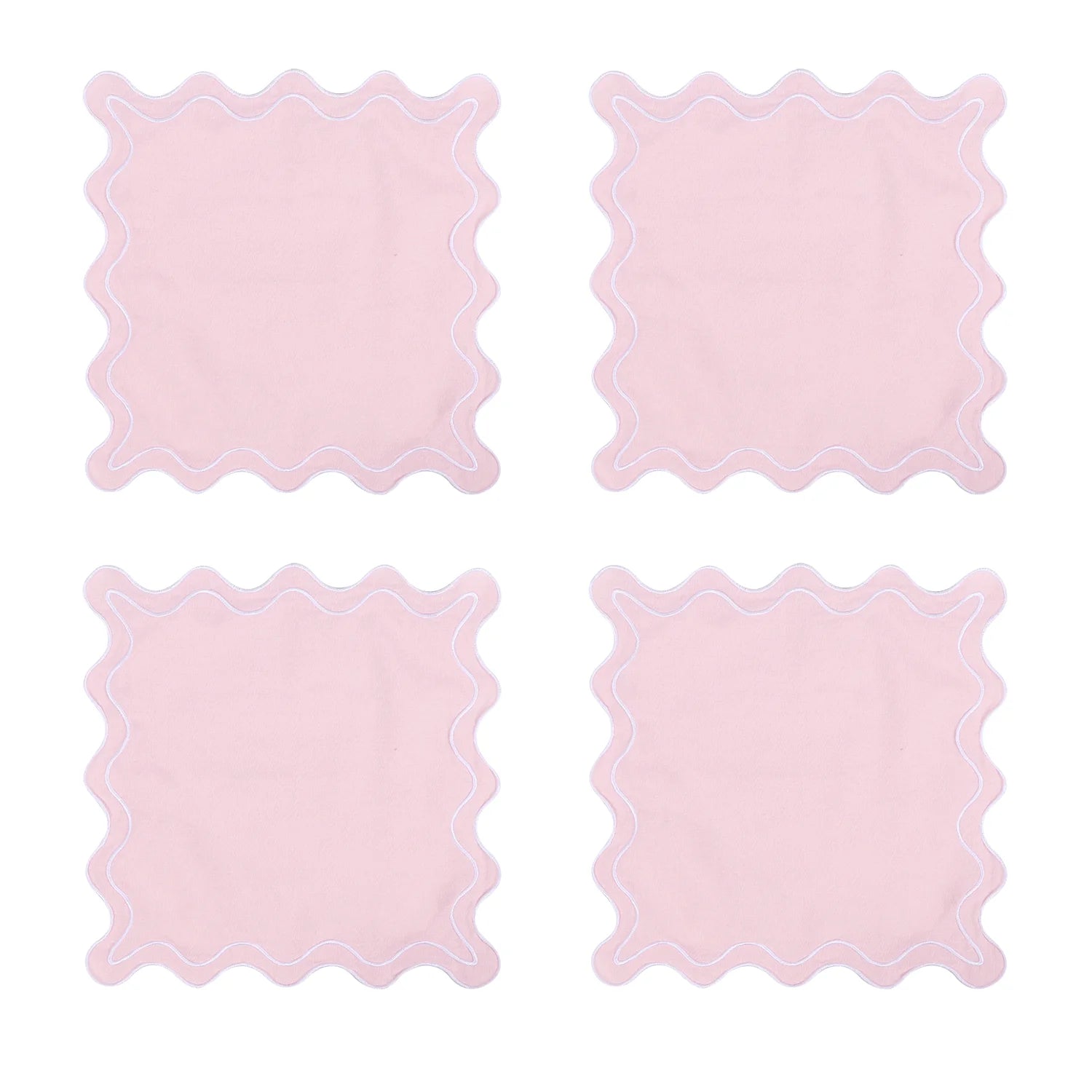 4PCS Cotton Napkins With Wavy Edge Embroidery Suitable for Dinner Wedding Hotel Christmas