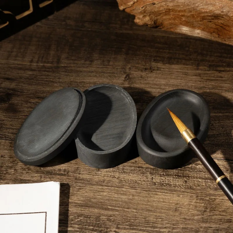 Horseshoe Inkstone Rough Stone Covered Ribbed Inkstone Study Four Treasures Grinding Ink Inkstone