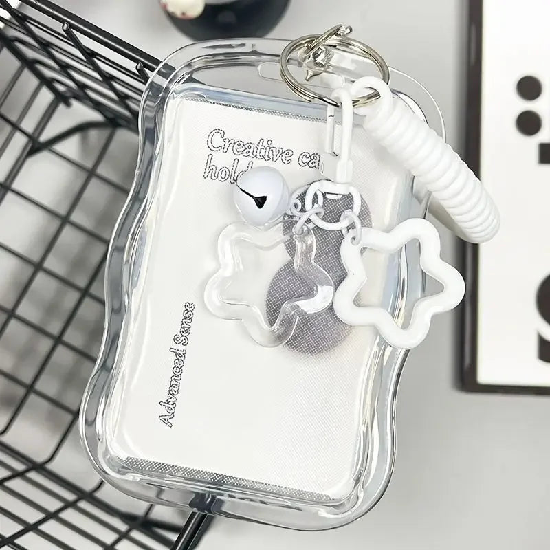 Cute  Photocard Keychain Case - Clear PVC Card Holder with Key Ring for Backpack, Protective Display Sleeve for Idol Photo, Gift for Fans Collectors