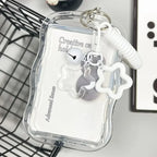 Cute  Photocard Keychain Case - Clear PVC Card Holder with Key Ring for Backpack, Protective Display Sleeve for Idol Photo, Gift for Fans Collectors