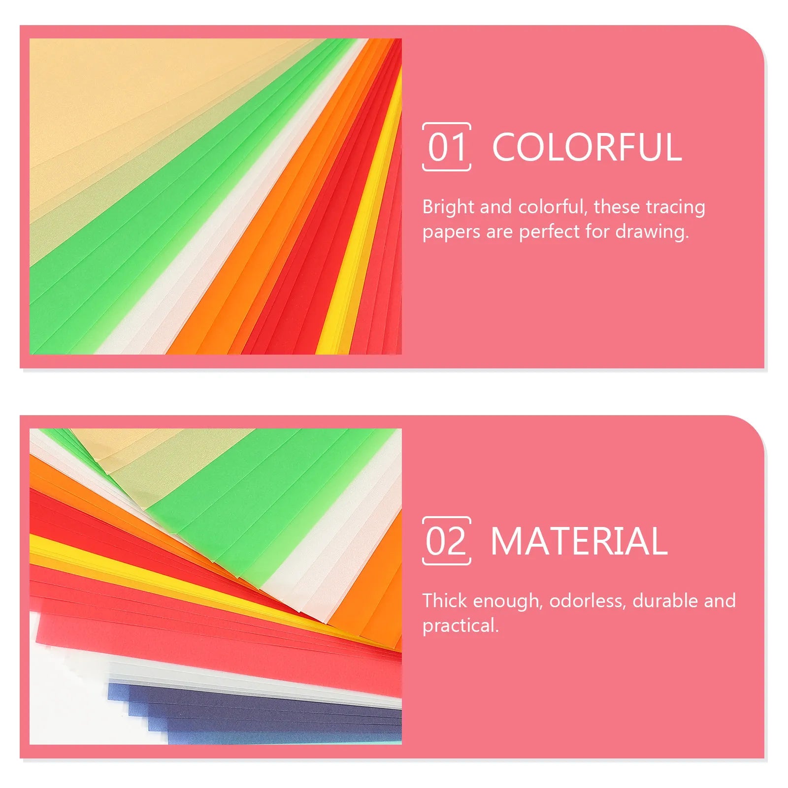 40Pcs Tracing Paper Set Assorted Colors Thick Fade-Resistant Translucent Sulfuric Paper for Engineering Drawing Calligraphy Cad
