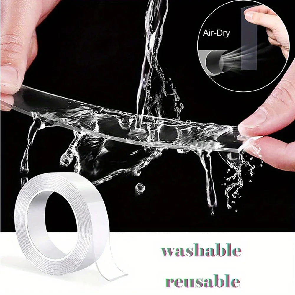 Versatile Reusable Double Sided Waterproof Adhesive Tape Strong Viscosity Firm Sticking Washable Removable Multipurpose Tape
