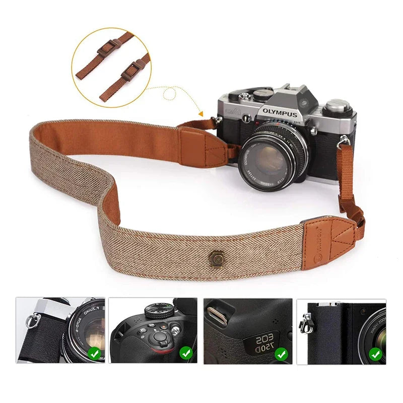 Portable Camera Strap Adjustable Cotton Leather Camera Shoulder Neck Strap Belt For Sony/ Nikon Camera Belt For DSLR Digital SLR