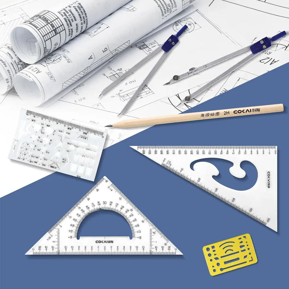 15-Piece Geometric Drawing Set – High-Quality Compass Set, Practical Math Tool Kit, Professional School Drafting Tools.