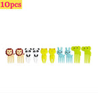 Mini fruit forks toothpicks skewer set for kids children plastic animal food picks for bento Lunch box decorating accessories