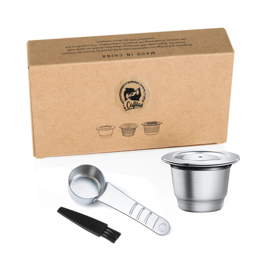 Reusable Nespresso Coffee Capsules Cup Stainless steel Refillable Coffee Capsule Refilling Filter Coffeeware