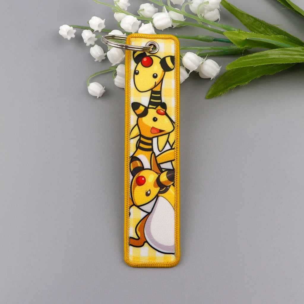 Kawaii Japanese Elf Anime Embroidery Key Fobs Key Tag Motorcycles Cars Backpack Chaveiro Keychain Fashion Keyring Friends Gifts