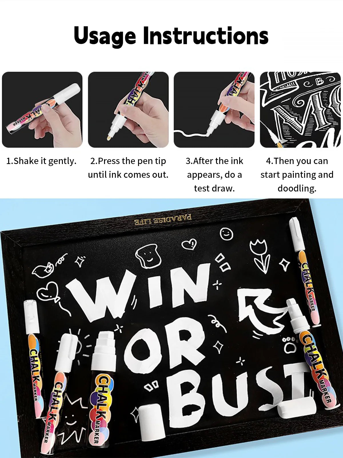 1/3 Pcs White Liquid Chalk Painting, Marking Erasable Dust-free Water-soluble Marking Pen School Classroom Office Supplies