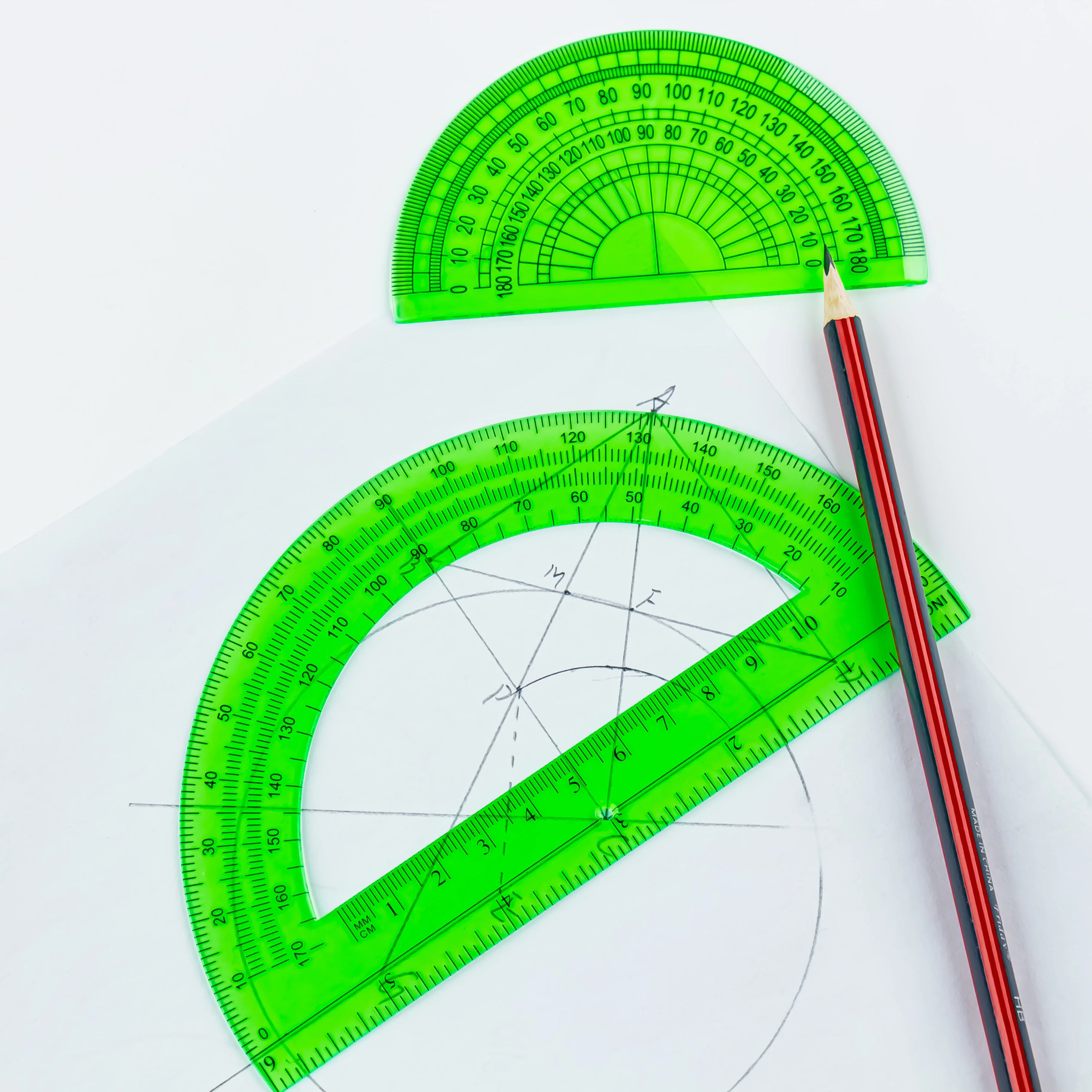 6-Piece Ruler Set - Includes Straight Rulers, Protractor, and Triangles for Accurate Measuring and Drafting