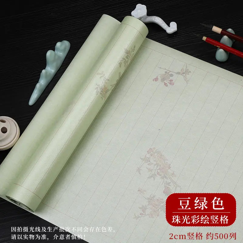 Sumi Art Wax Dye Pearlescent Ink Colorful Half Ripe Rice Paper Xuan Paper Scroll Multicolor Brush Calligraphy Creation Work Roll