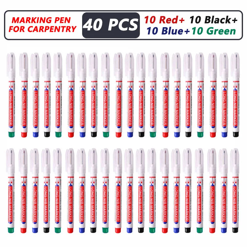 iLMH 4-40Pcs Deep Hole Long Nib Head Marker For Metal Perforating Pen Waterproof Bathroom Woodworking Decor Multi-Purpose Tool