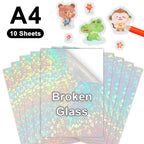 100% Transparent Printable Vinyl Sticker Paper Self-adhesive 10 Sheets A4 Glossy White Copy Paper DIY Labels for Inkjet Printer