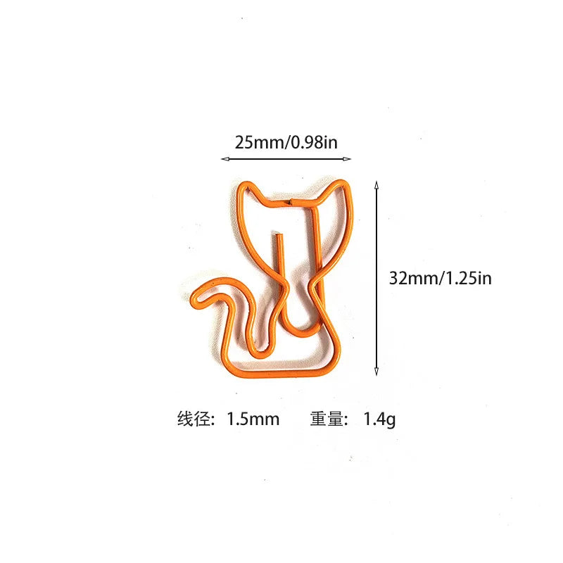 21pcs/set Cat Shape Metal Paper Clips Animal Paper Clip Bookmark Binding Note Decor Stationery School Binder Clip Office