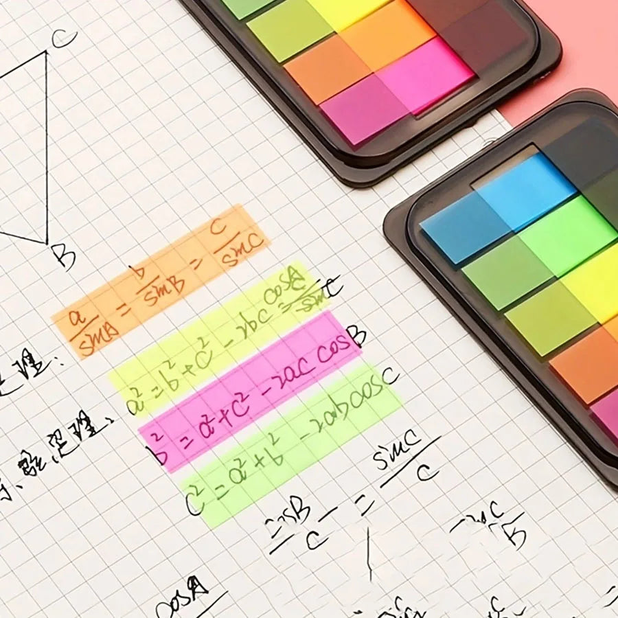 100 Sheets of Waterproof Colored Transparent Sticky Notes , Mini Self-Adhesive Post-it Pads For Planner Home & Office School