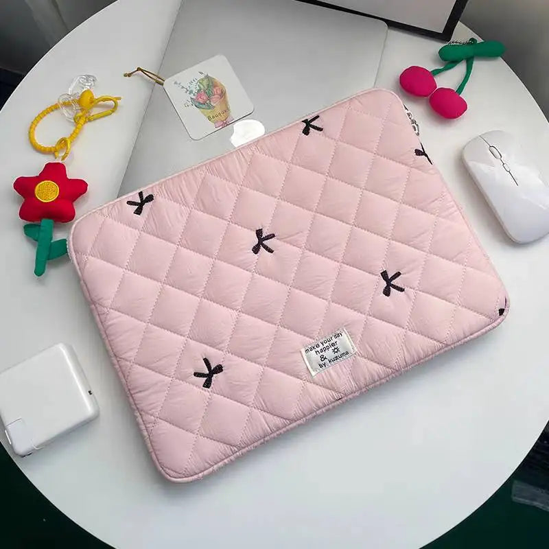 New Bowknot Fluffy Laptop Bag 11/13/15In Shockproof Tablet Sleeve Case Printing Computer Cover Bag for iPad Tablet Protection