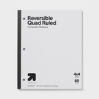 1pcs Reversible Quad Ruled Composition Notebook, Graph Grid Pages, Perforated Sheets, Durable Tape Binding, School College Use