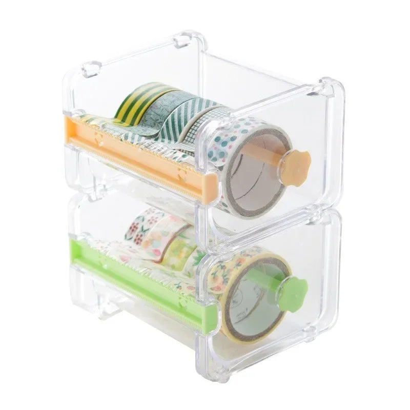Stackable Tape Dispenser Transparent Design Tape Holder Creative Washi Tape Cutter Stationery School Supplies Office Supplies