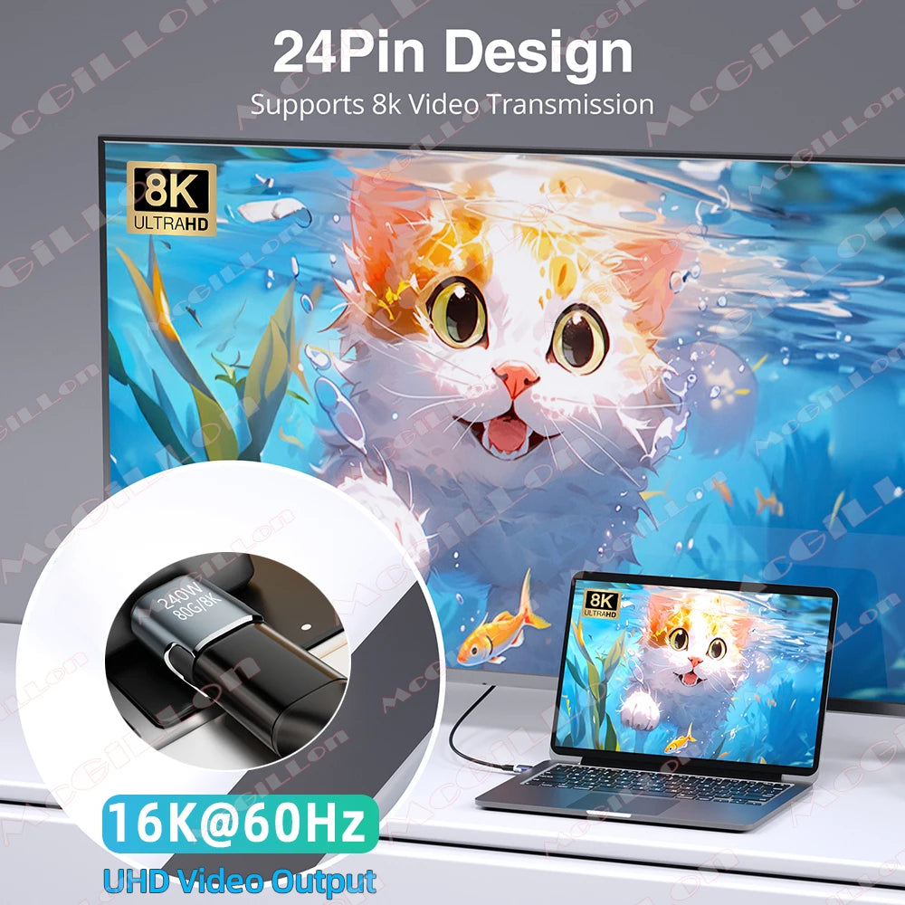 Mini USB4 80Gbps 240W Thunderbolt5/4 Magnetic Adapter USB C To Type C Fast Charge Magnet Converter Cable 8K@60Hz Type C Adapter