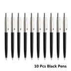 10 Pcs/Set Metal Ballpoint Pens Automatic Ball Pen G2 Refill Black Blue Ink For School Office Stationery Supplies Writing 0.7mm