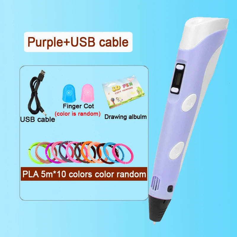 3D Printing Pen With LCD Screen Compatible PLA Filament Drawing Pen Safe Paiting for Children DIY Boys Girls Birthday Gifts
