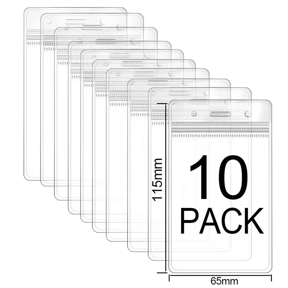 50/20/10PCS Transparent Name ID Badge Holder Waterproof Thick Vertical Business Card Holder Protectors with Resealable Zip